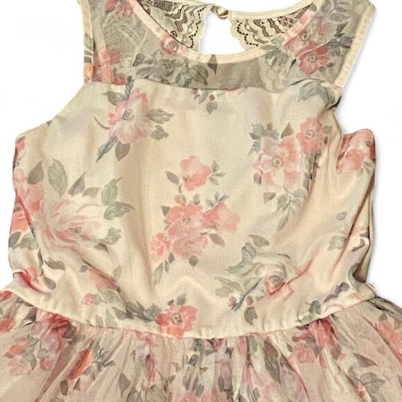 Zenzii Girls Dress - size XL 14/16 pink flowers lace poofy full sleeveless - Picture 3 of 8